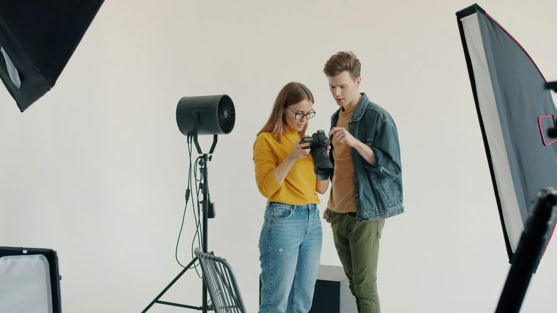 Reviewing shots in the studio